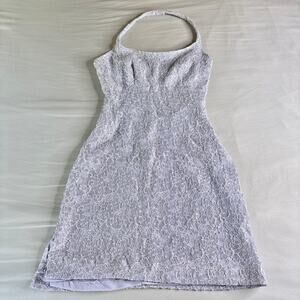 Lori Ann Montreal Lace Mini Halter Neck Dress Purple Size 2